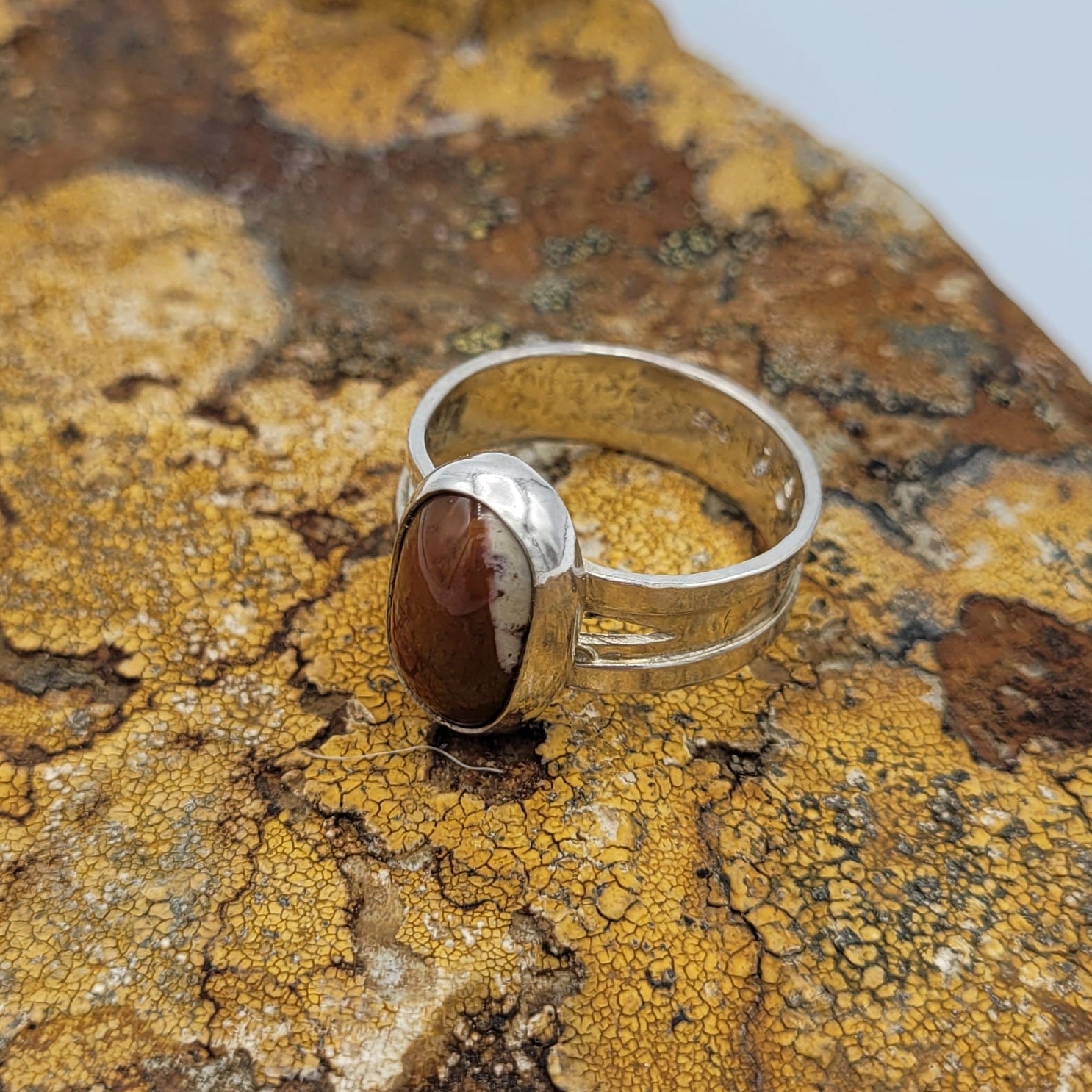 Handmade Silver Ring With Icelandic Jaspis Stone. (Item # 1004) Size 17 HK