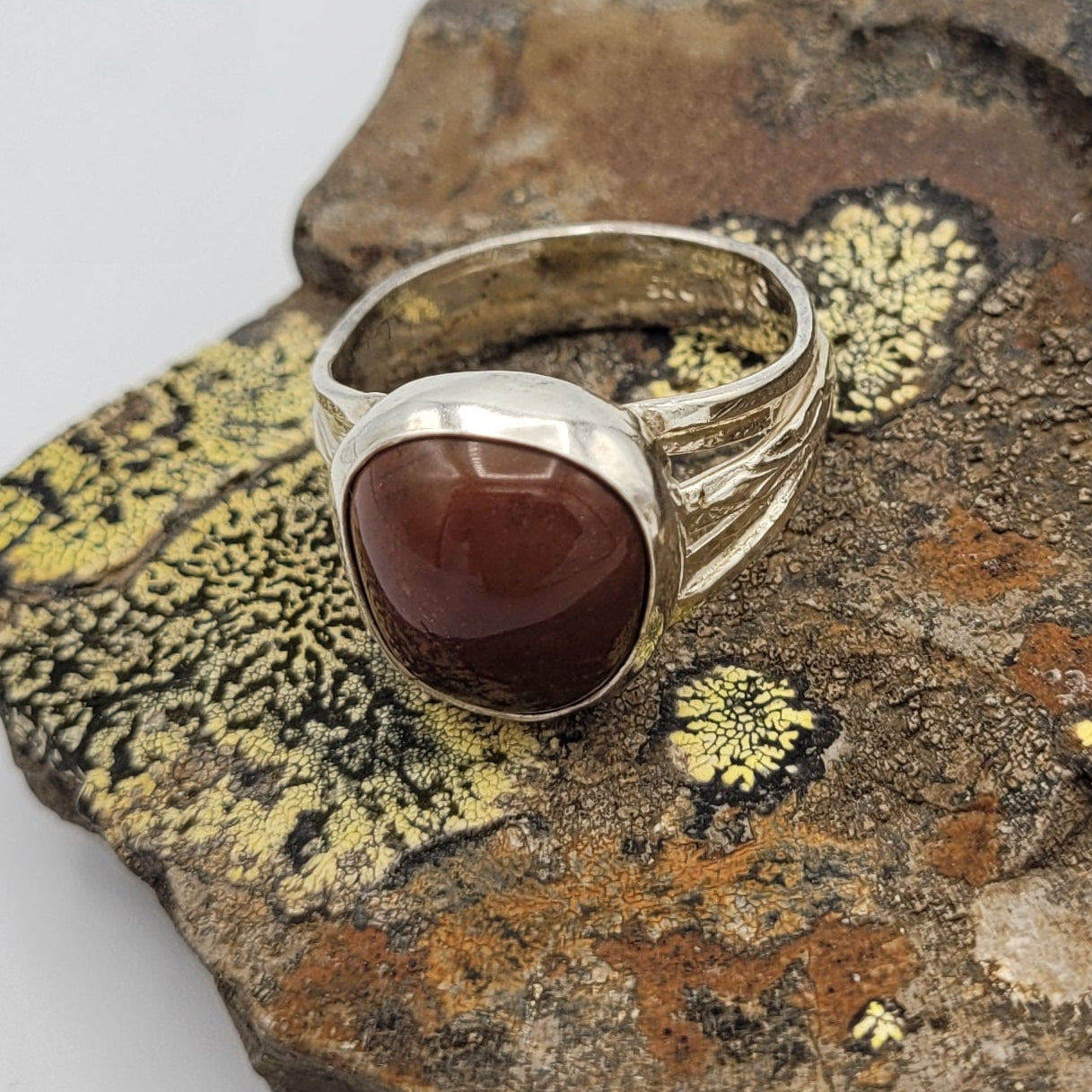 Handmade Silver Ring With Icelandic Jaspis Stone. (Item # 1008) Size 18 HK