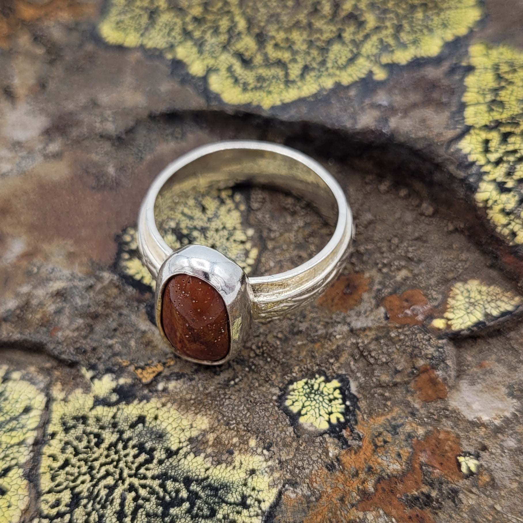 Handmade Silver Ring With Icelandic Jaspis Stone. (Item # 1017) Size 13 HK