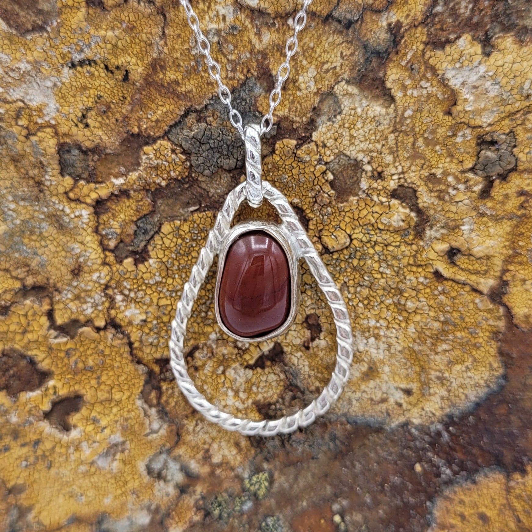 Handmade Silver Necklace With Icelandic Jaspis Stone. (Item # 2025) Silver Chain length 45 cm