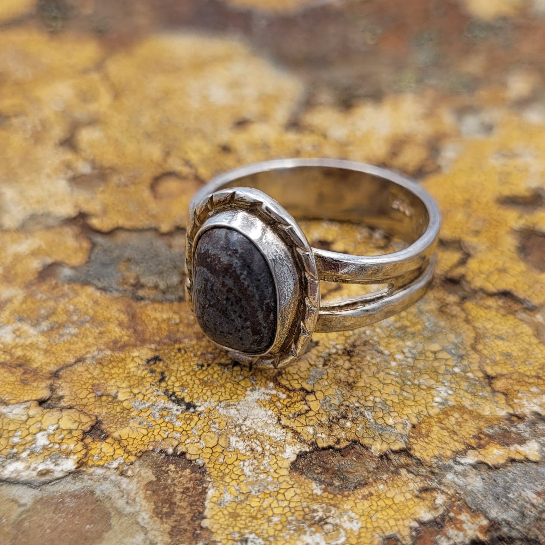 Handmade Silver Ring With Icelandic Jaspis Stone. (Item # 1025) Size 17 HK