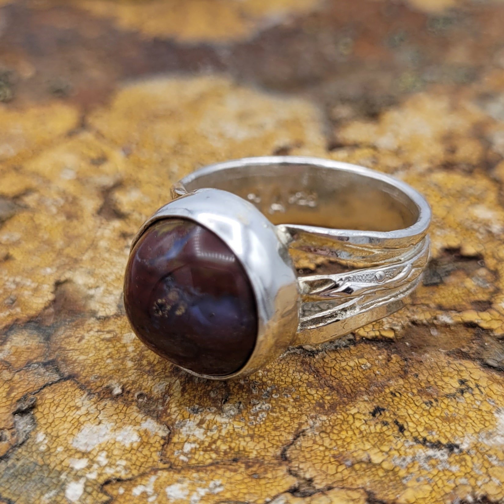 Handmade Silver Ring With Icelandic Jaspis Stone. (Item # 1031) Size 15 HK