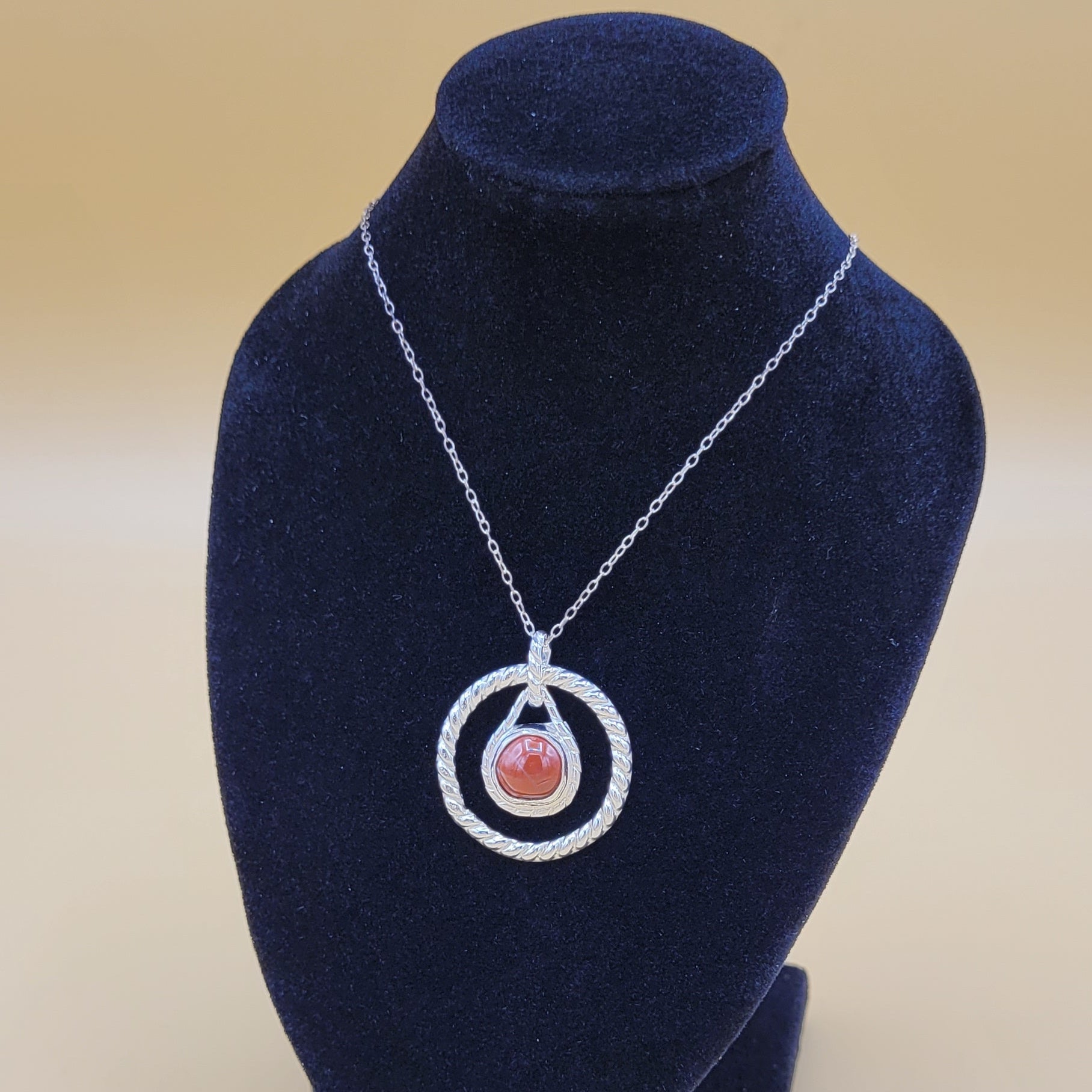 Handmade Silver Necklace With Icelandic Jaspis Stone. (Item # 2013) Silver Chain length 40 cm