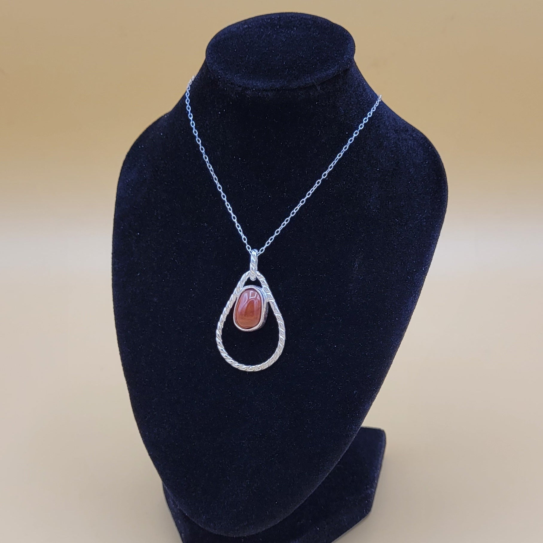 Handmade Silver Necklace With Icelandic Jaspis Stone. (Item # 2025) Silver Chain length 45 cm