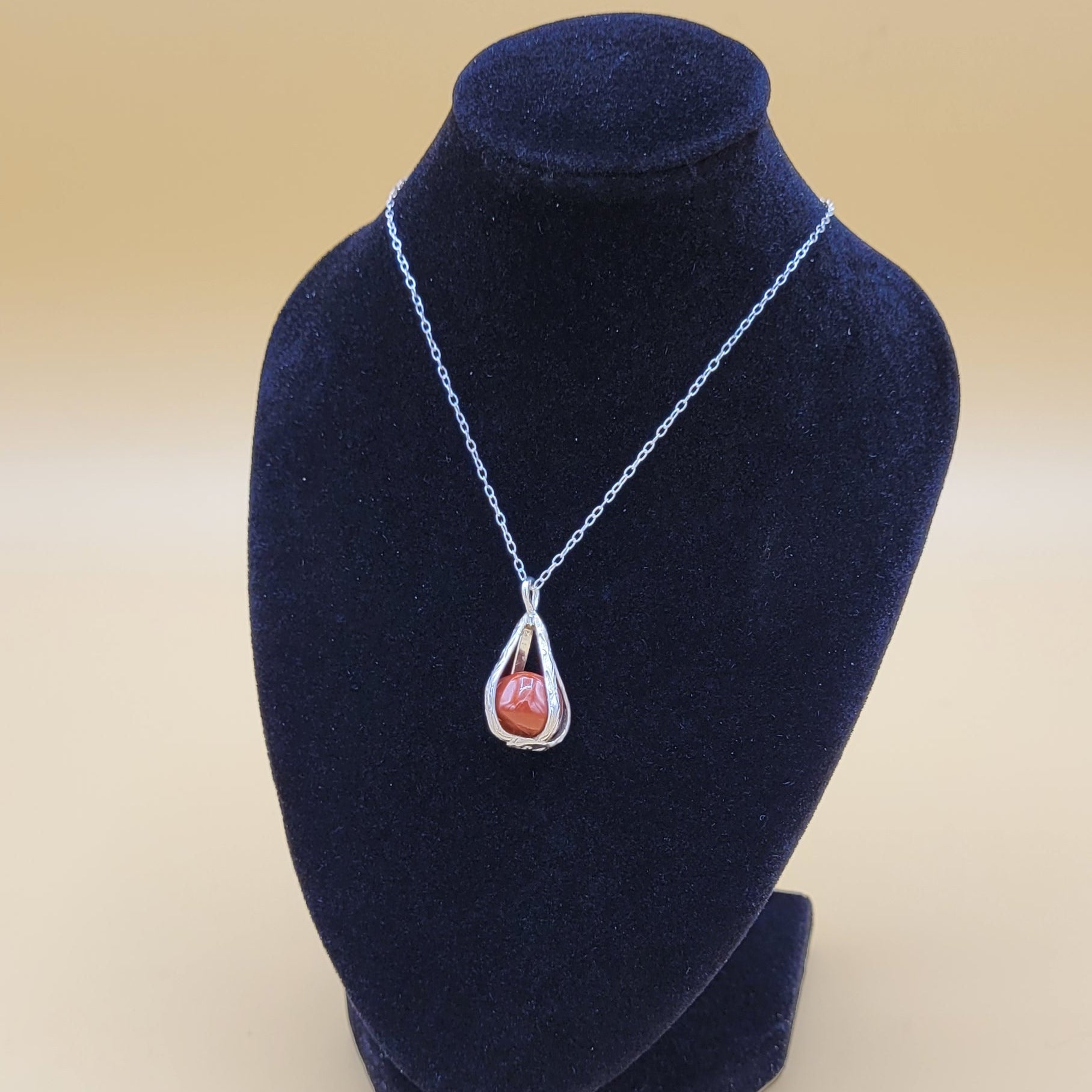 Handmade Silver Necklace With Icelandic Jaspis Stone. (Item # 2028) Silver Chain length 40 cm