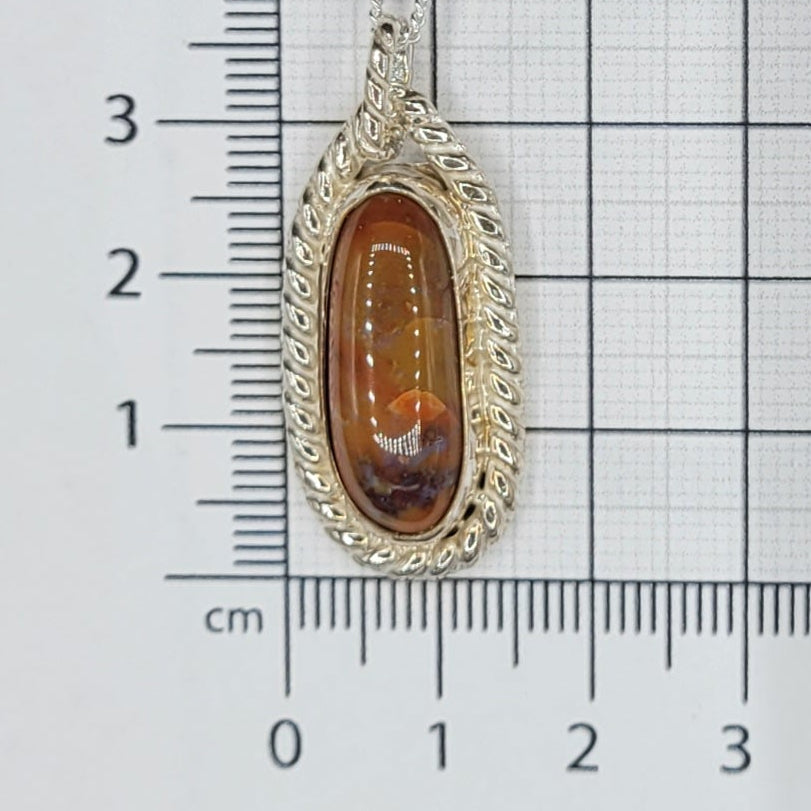 Handmade Silver Necklace With Icelandic Jaspis Stone. (Item # 2001) Silver Chain length 50 cm