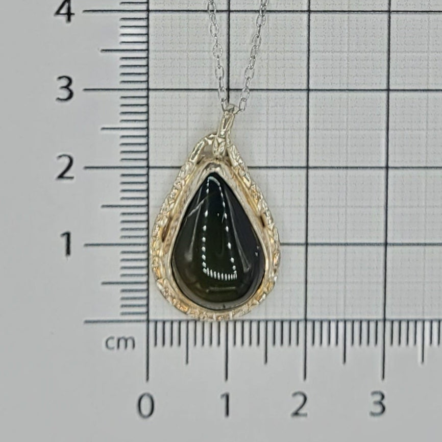 Handmade Silver Necklace With Icelandic Jaspis Stone. (Item # 2008) Silver Chain length 45 cm