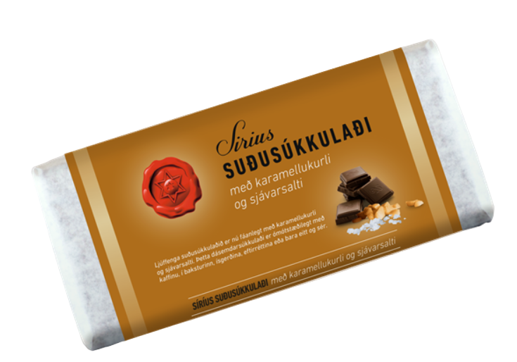 SÍRÍUS Chocolate Caramel & Salt / Suðusúkkulaði með karamellukurli og sjávarsalti 200 gr