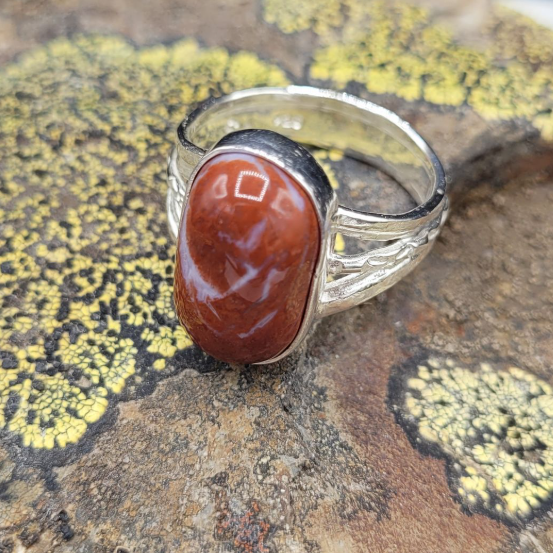 Handmade Silver Ring With Icelandic Jaspis Stone. (Item # 1041) Size 19 HK