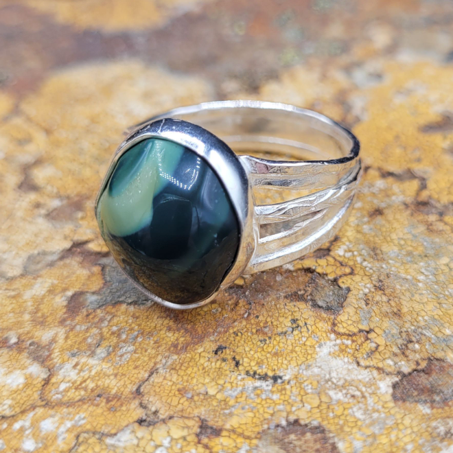 Handmade Silver Ring With Icelandic Jaspis Stone. (Item # 1043) Size 24 HK