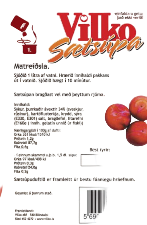 Vilko sweet soup / Sætsúpa 180 gr