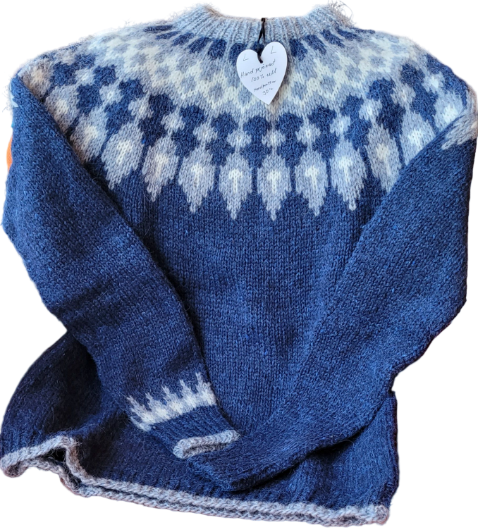 Handknitted Icelandic Wool Sweater Size L