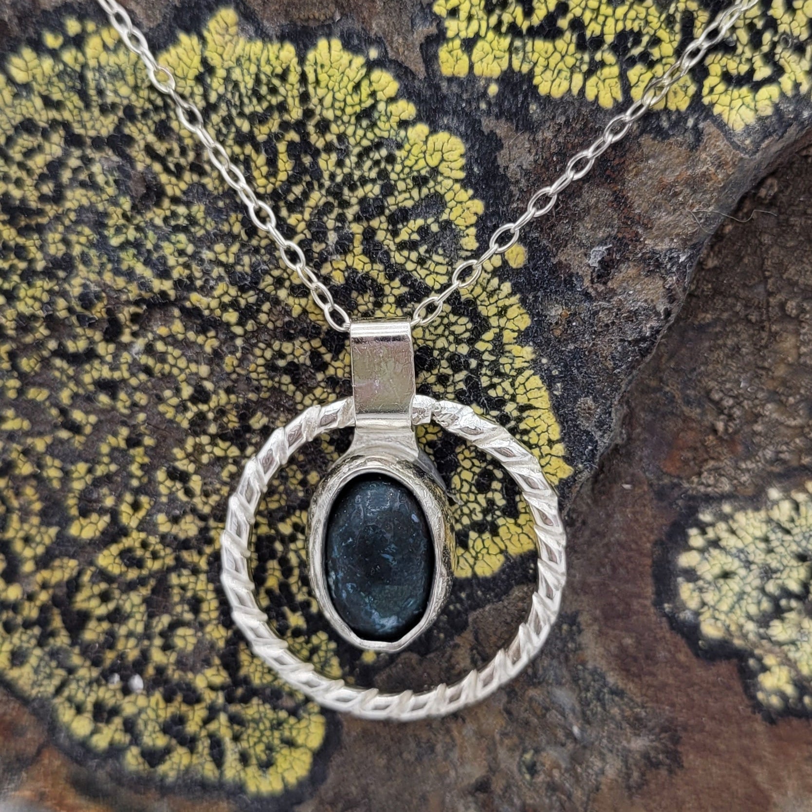 Handmade Silver Necklace With Icelandic Jaspis Stone. (Item # 2006) Silver Chain length 40 cm