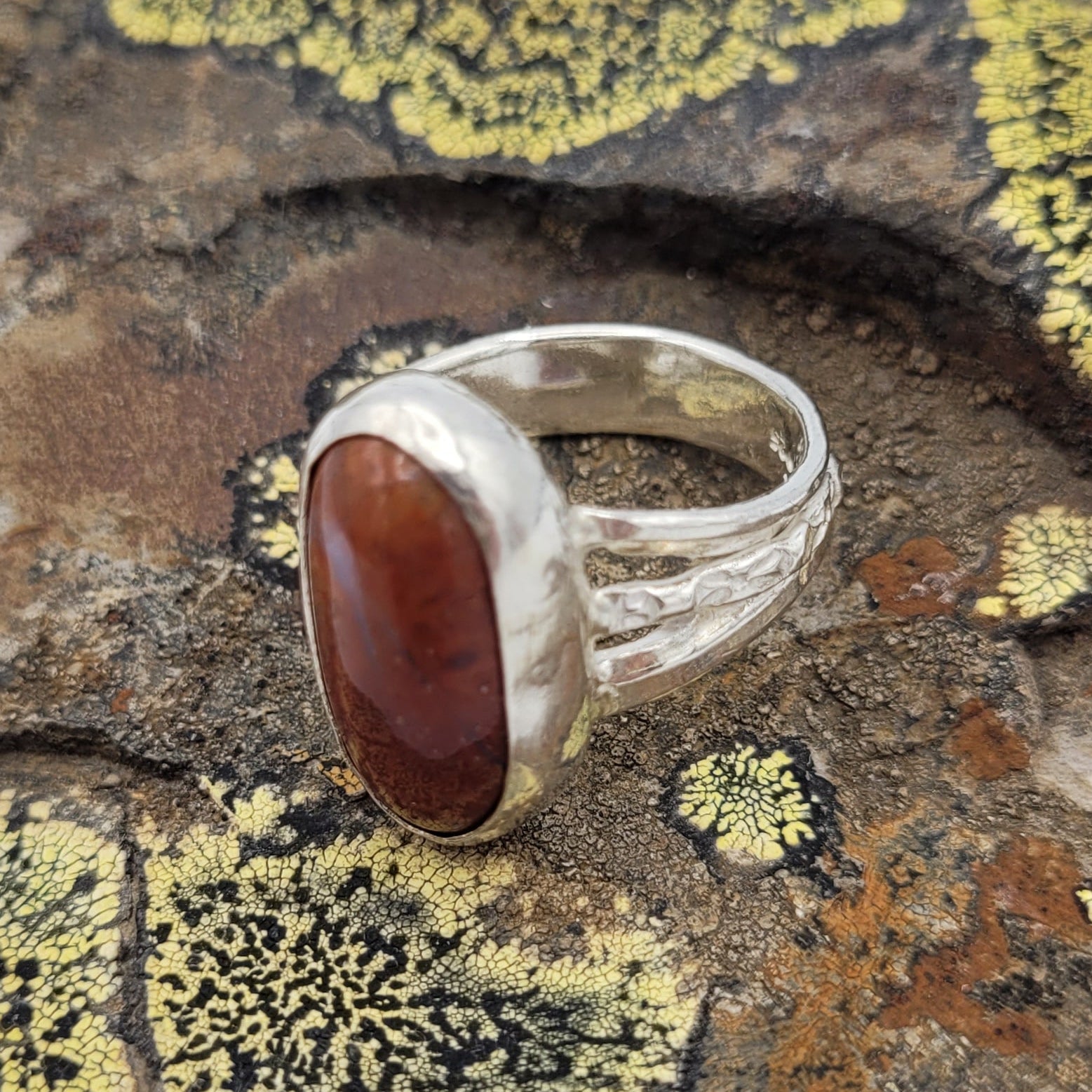 Handmade Silver Ring With Icelandic Jaspis Stone. (Item # 1016) Size 16 HK