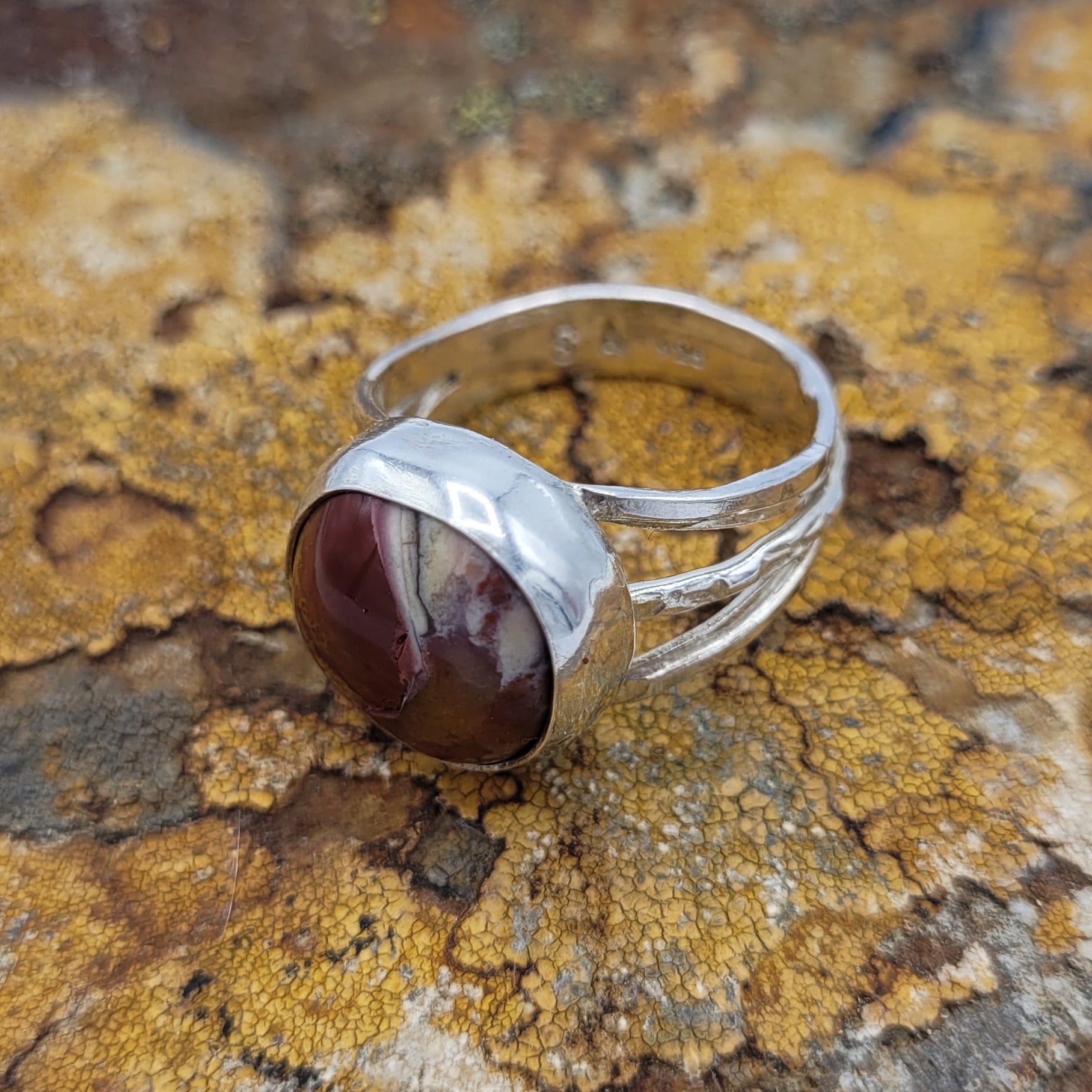 Handmade Silver Ring With Icelandic Jaspis Stone. (Item # 1018) Size 15 HK