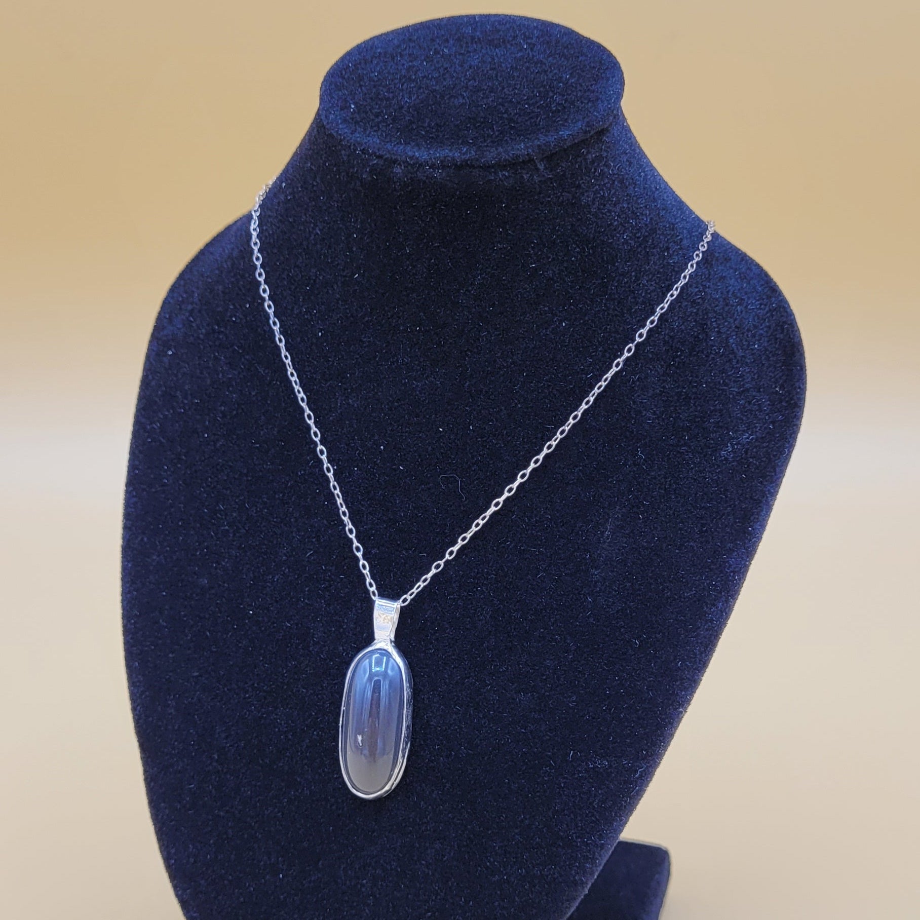 Handmade Silver Necklace With Icelandic Jaspis Stone. (Item # 2003) Silver Chain length 45 cm