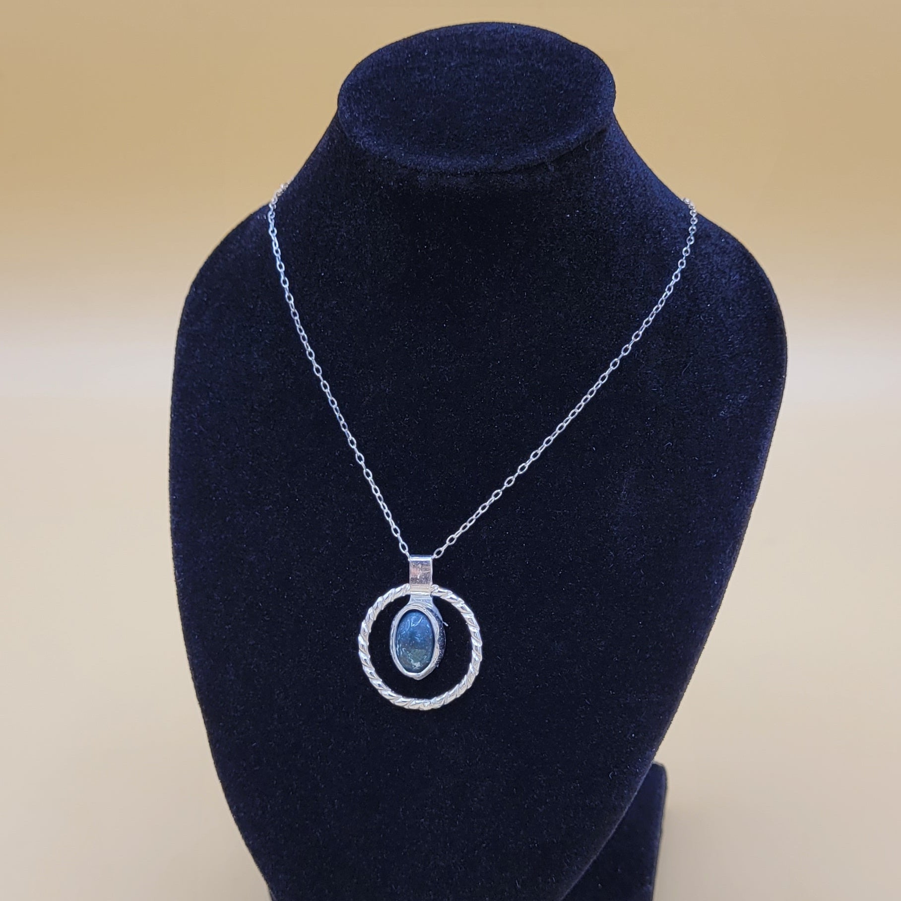 Handmade Silver Necklace With Icelandic Jaspis Stone. (Item # 2006) Silver Chain length 40 cm