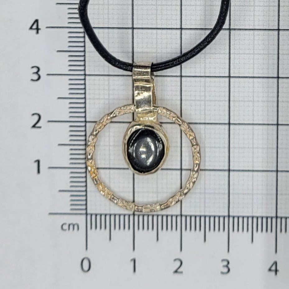 Handmade Silver Necklace With Icelandic Jaspis Stone. (Item # 2002) Leather Strap length 40 cm