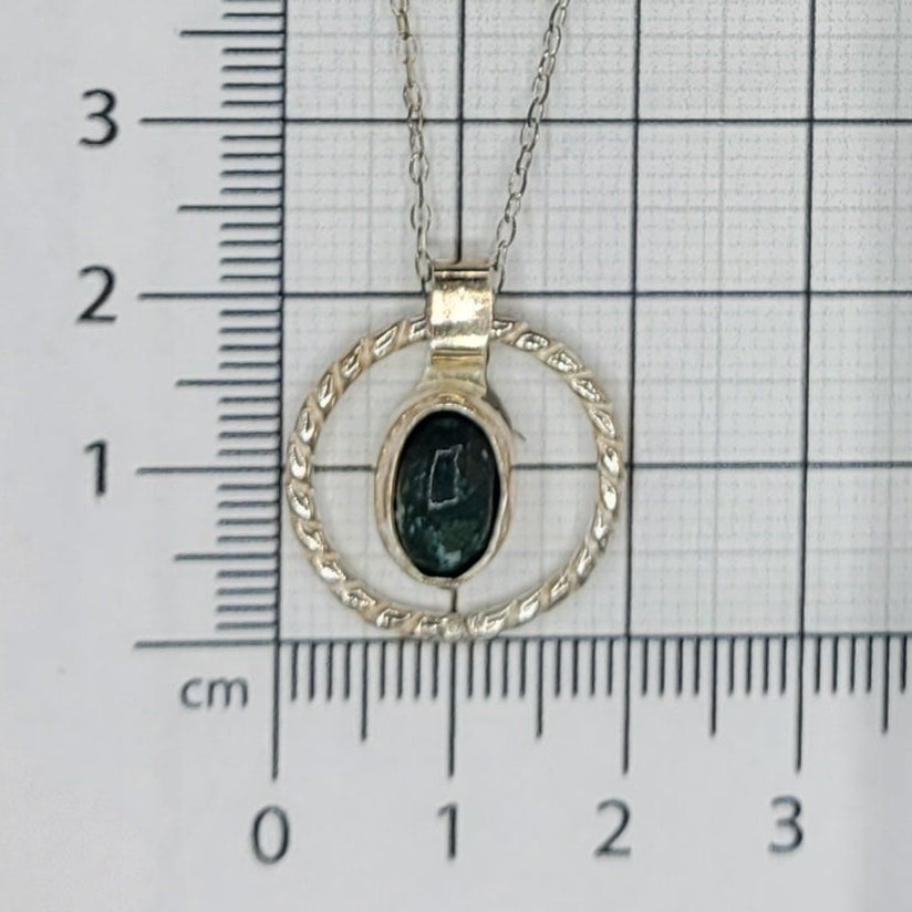 Handmade Silver Necklace With Icelandic Jaspis Stone. (Item # 2006) Silver Chain length 40 cm