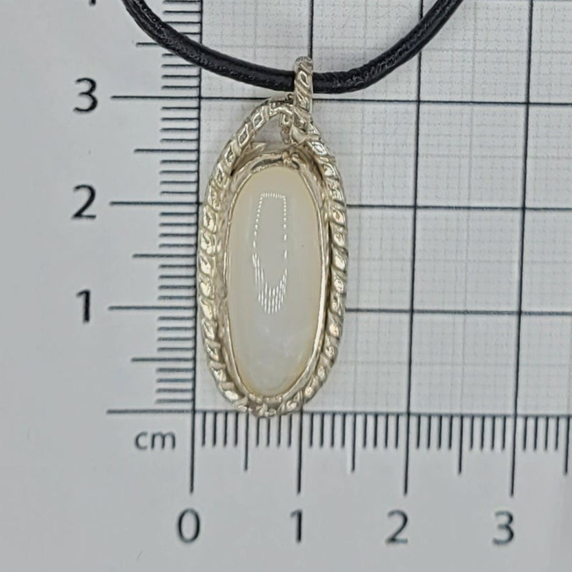 Handmade Silver Necklace With Icelandic Kvartz Stone. (Item # 2020) Leather Strap length 45 cm