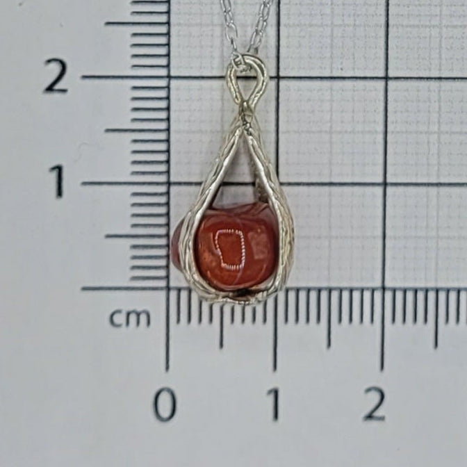 Handmade Silver Necklace With Icelandic Jaspis Stone. (Item # 2028) Silver Chain length 40 cm
