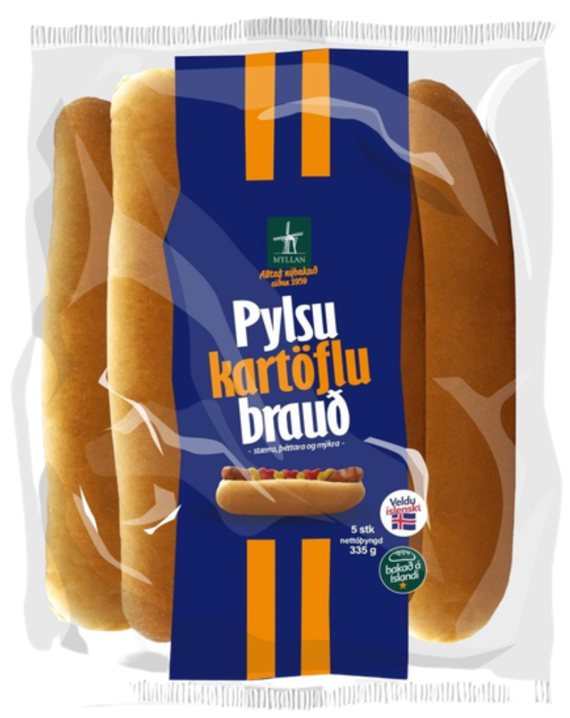 Potato Hot Dog Buns / Pylsu kartöflu brauð  5 pcs 335 gr